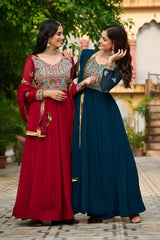 Faux Blooming with Sequins & Multi Thread Embroidered work - Vastra Gehna