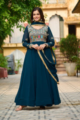 Faux Blooming with Sequins & Multi Thread Embroidered work - Vastra Gehna