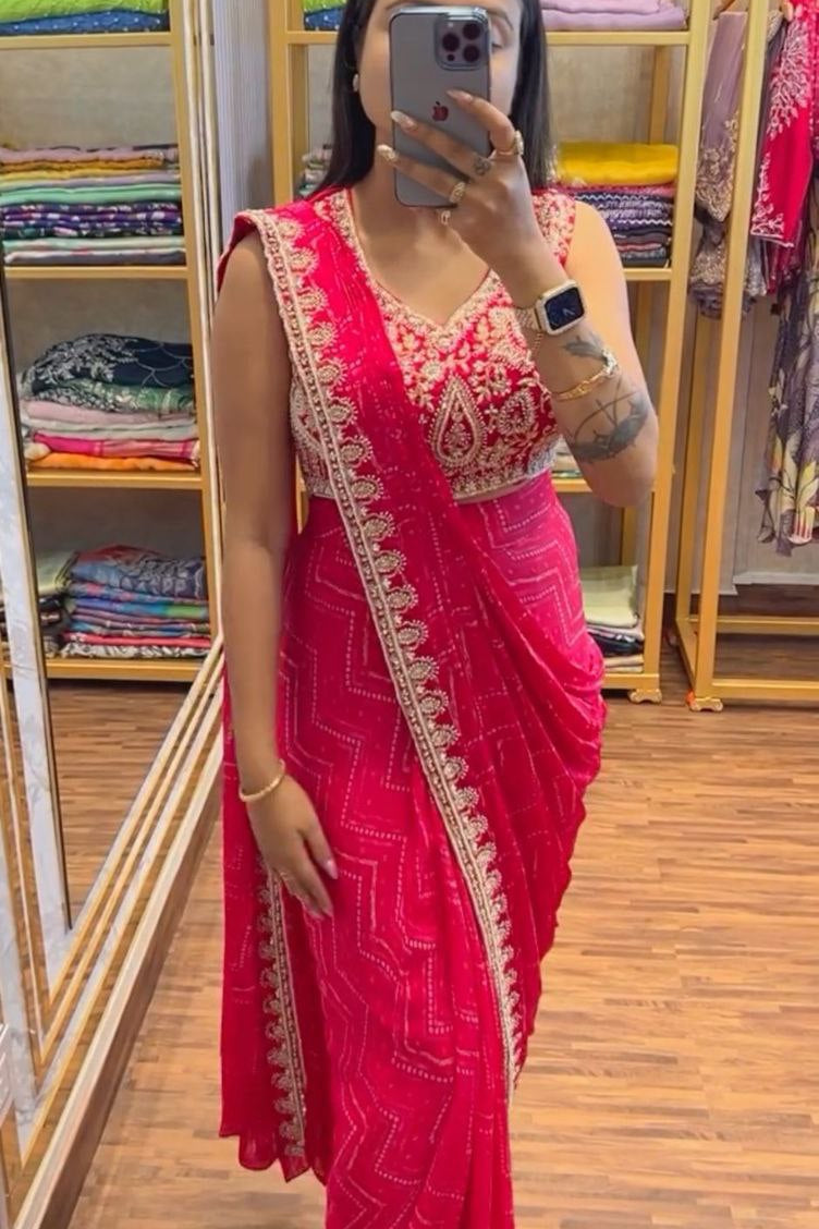 Trending Embroidery Sequence work ready to wear saree - Vastra Gehna