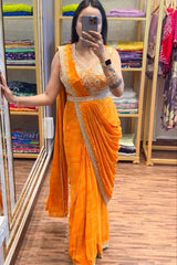 Trending Embroidery Sequence work ready to wear saree - Vastra Gehna