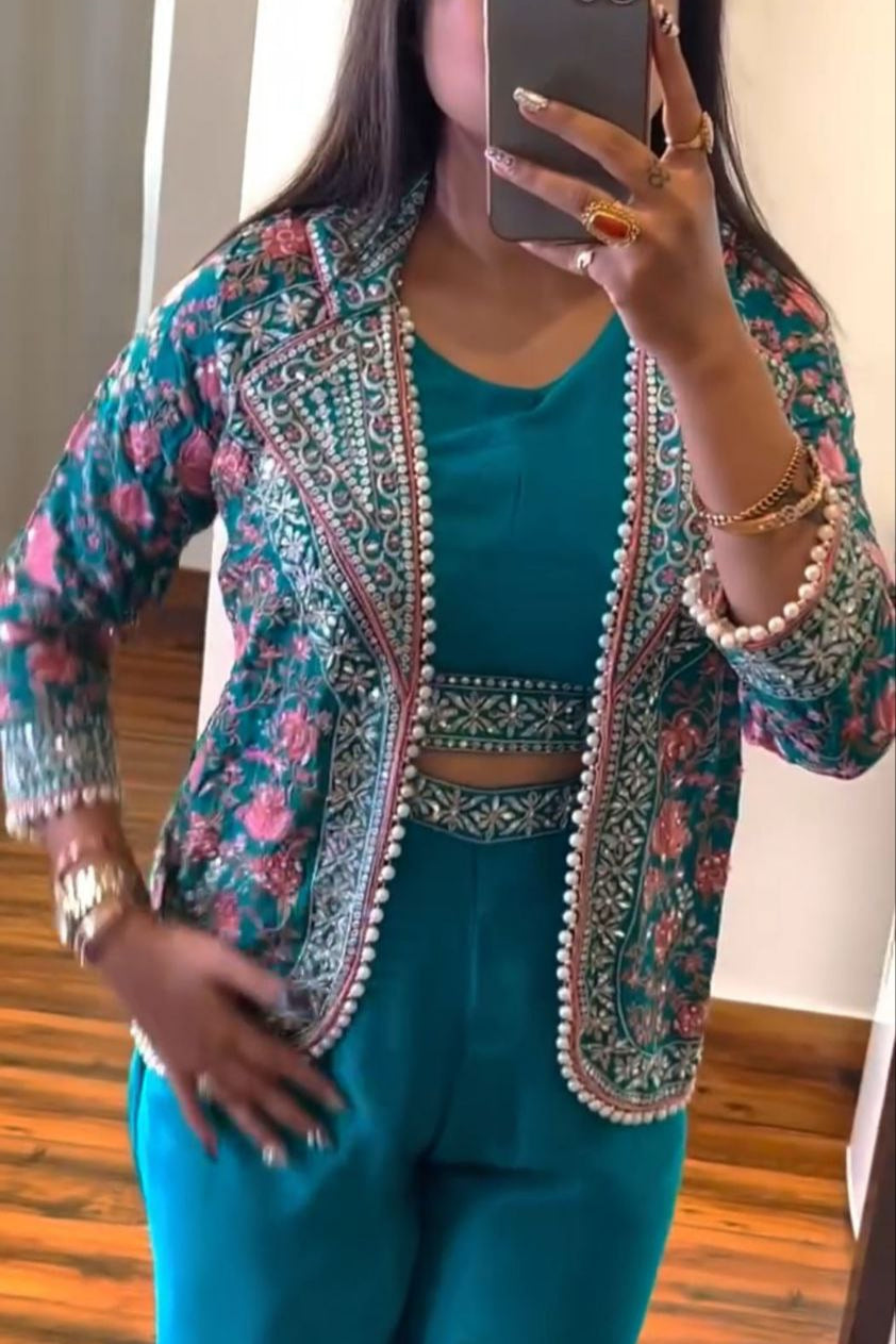 Super Trending Party Wear Shrug with Palazzo - Vastra Gehna