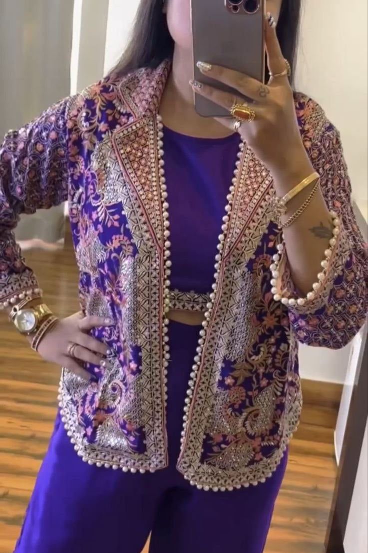 Super Trending Party Wear Shrug with Palazzo - Vastra Gehna