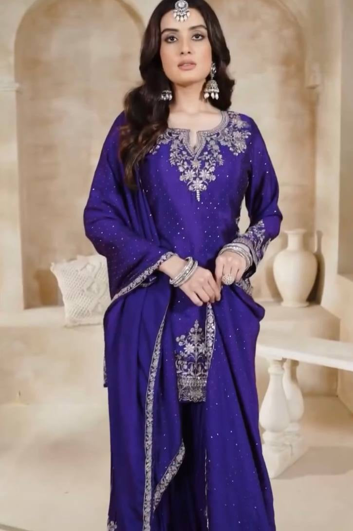 PLAZZO. WITH FANCY DUPPATA WITH EMBROIDERY WORK*✅ - Vastra Gehna