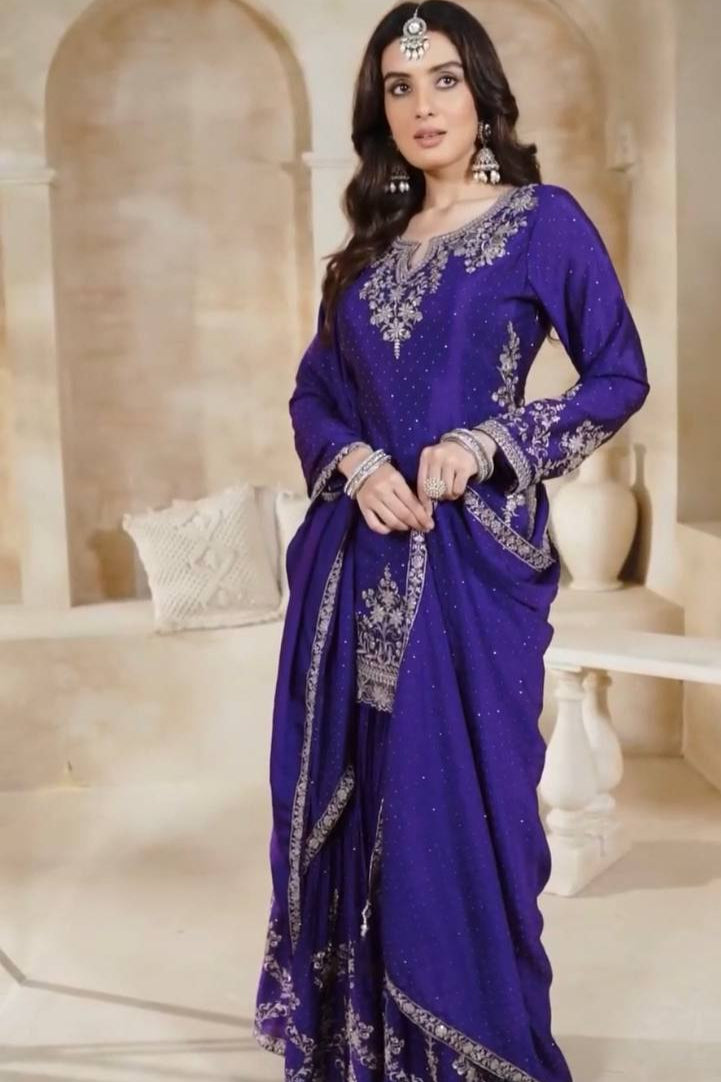 PLAZZO. WITH FANCY DUPPATA WITH EMBROIDERY WORK*✅ - Vastra Gehna