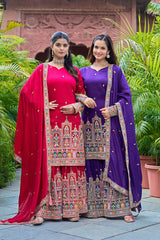 SILK EMBROIDERY PLAZZO CORD SET - Vastra Gehna