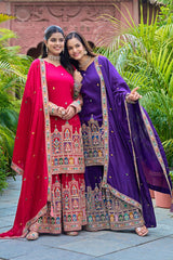 SILK EMBROIDERY PLAZZO CORD SET - Vastra Gehna