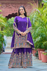 SILK EMBROIDERY PLAZZO CORD SET - Vastra Gehna