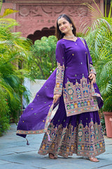 SILK EMBROIDERY PLAZZO CORD SET - Vastra Gehna