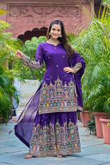 SILK EMBROIDERY PLAZZO CORD SET - Vastra Gehna