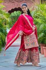 SILK EMBROIDERY PLAZZO CORD SET - Vastra Gehna