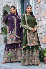 SILK EMBROIDERY PLAZZO CORD SET - Vastra Gehna