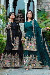 SILK EMBROIDERY PLAZZO CORD SET - Vastra Gehna