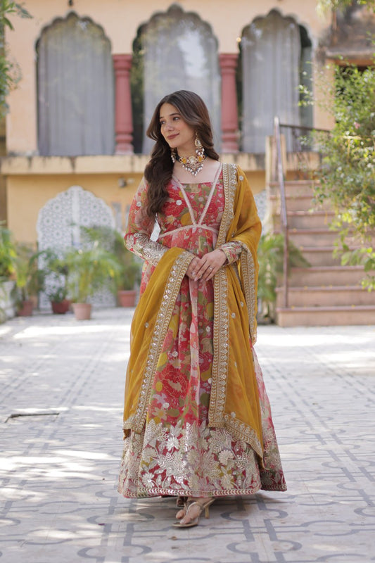 ALIA CUT GOWN WITH DUPATTA SET - Vastra Gehna