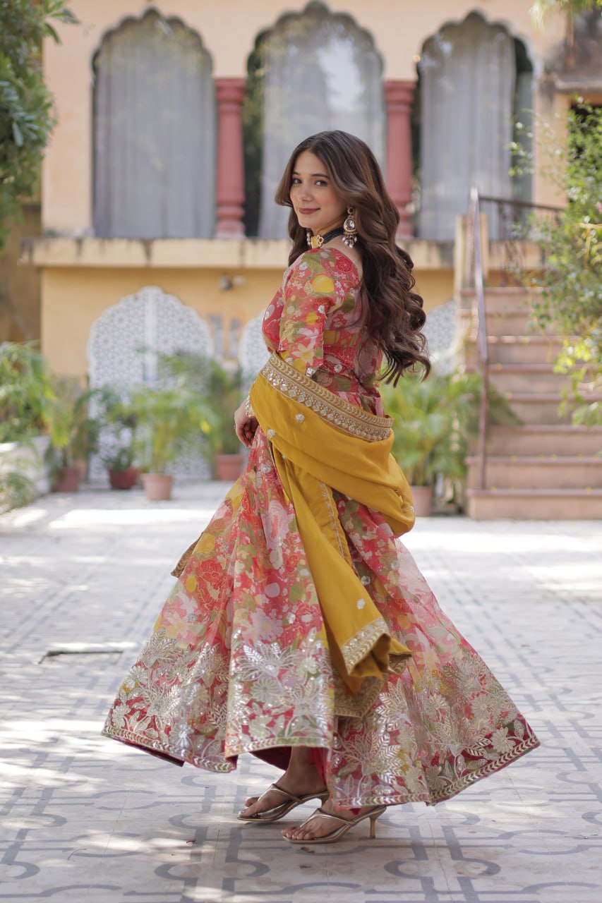 ALIA CUT GOWN WITH DUPATTA SET - Vastra Gehna