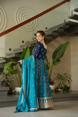 Rich Zari & Sequins Gown with dupatta - Vastra Gehna