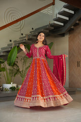 Rich Zari & Sequins Gown with dupatta - Vastra Gehna