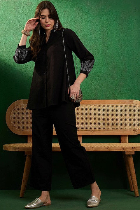 shirt & plazzo co-ord set set pure cotton - Vastra Gehna