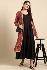 Our elegant black bold co-ord set with shrugs - Vastra Gehna