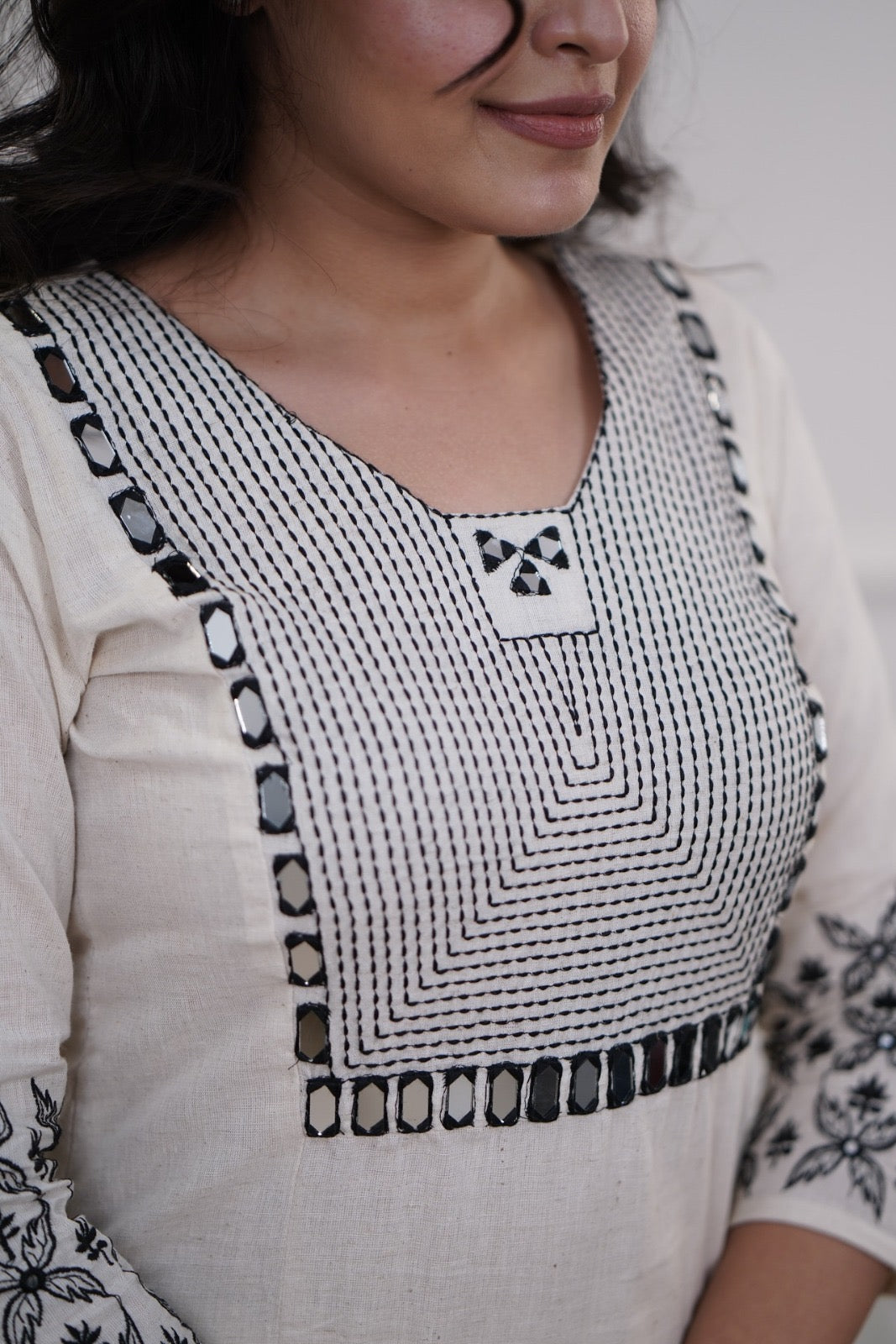 elegent white embroidary Cotton Co-Ord Set - Vastra Gehna