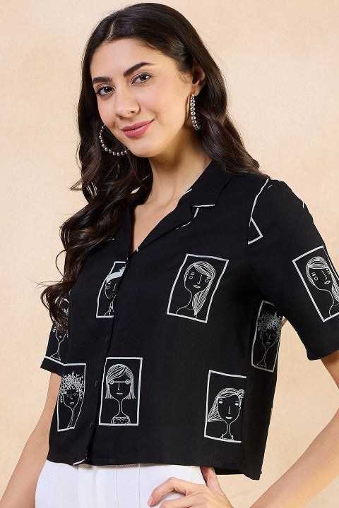 Our elegant black printed kurta wih plazzo co-ord set - Vastra Gehna