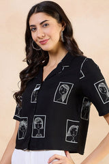 Our elegant black printed kurta wih plazzo co-ord set - Vastra Gehna