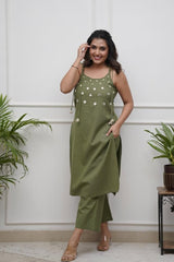 Our elegant mirrior work embroidary kurta wih plazzo co-ord set. - Vastra Gehna