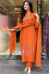 Our elegant designer thread kurta & plazzo with dupatta co-ord set pure cotton. - Vastra Gehna