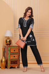 Our elegant designer floral multicolour cutting kurta & plazzo co-ord set set pure cotton - Vastra Gehna
