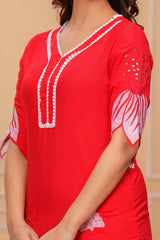 Our elegant designer floral multicolour cutting kurta & plazzo co-ord set set pure cotton - Vastra Gehna