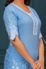 Our elegant designer floral multicolour cutting kurta & plazzo co-ord set set pure cotton - Vastra Gehna