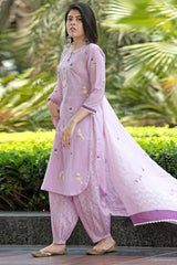 Our elegant designer work kurta & plazzo with dupatta co-ord set pure cotton - Vastra Gehna