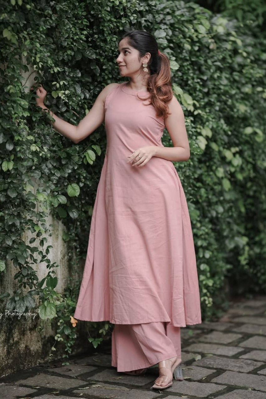 Our elegant designer printed kurta & plazzo co-ord set set pure cotton - Vastra Gehna