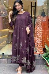 Our elegant designer printed kurta & plazzo with dupatta set pure cotton. - Vastra Gehna