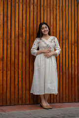 Our elegant designer printed kurta as gown set pure cotton. - Vastra Gehna