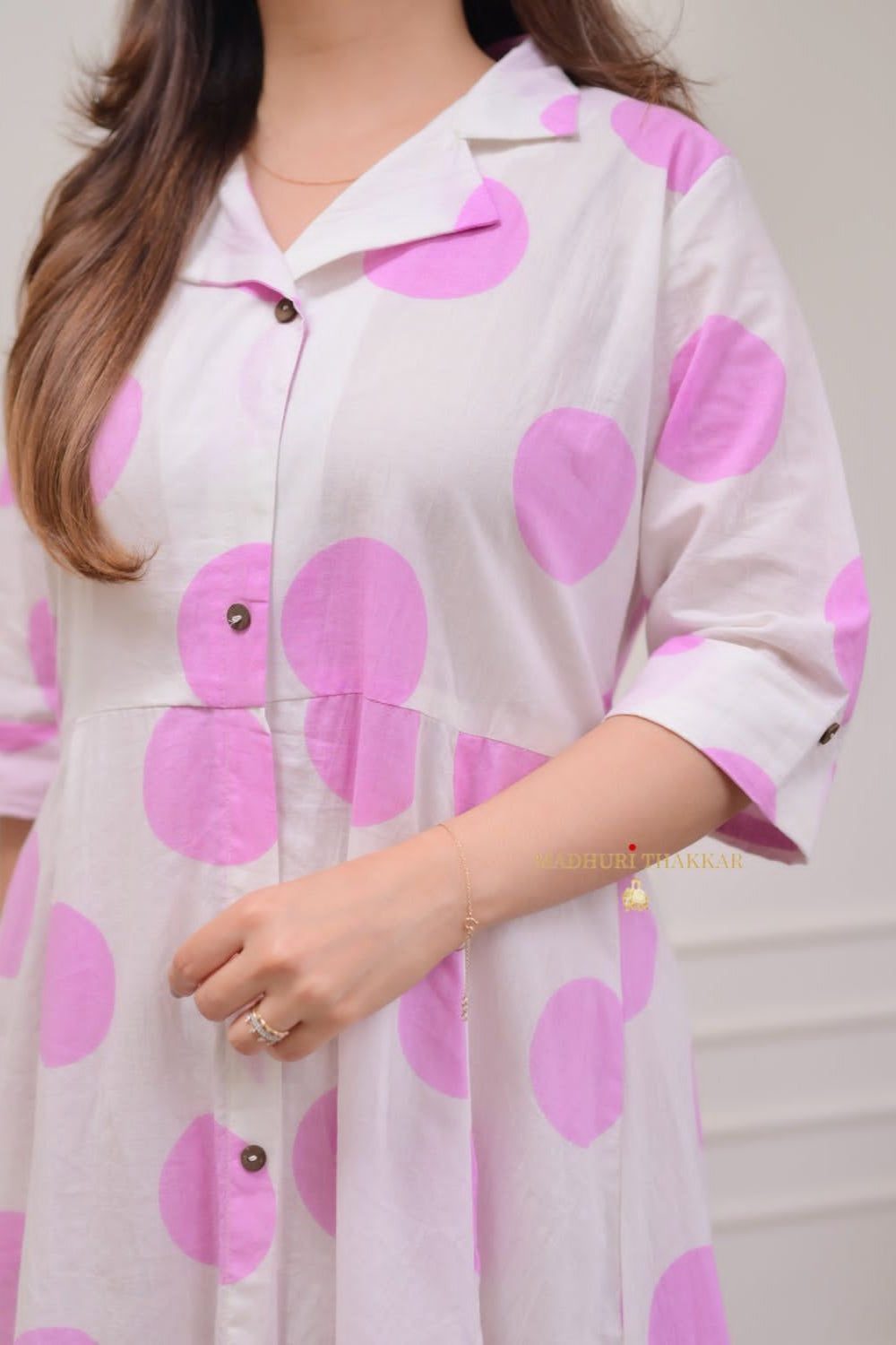 Our elegant designer printed kurta as gown set pure cotton. - Vastra Gehna