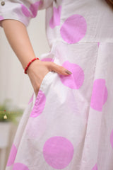 Our elegant designer printed kurta as gown set pure cotton. - Vastra Gehna
