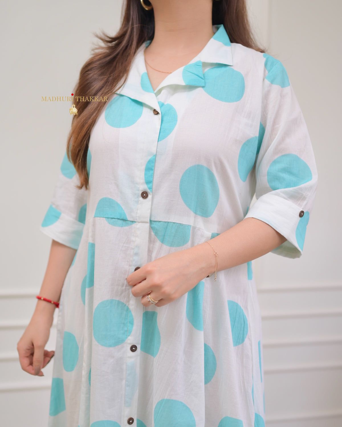 Our elegant designer printed kurta as gown set pure cotton. - Vastra Gehna