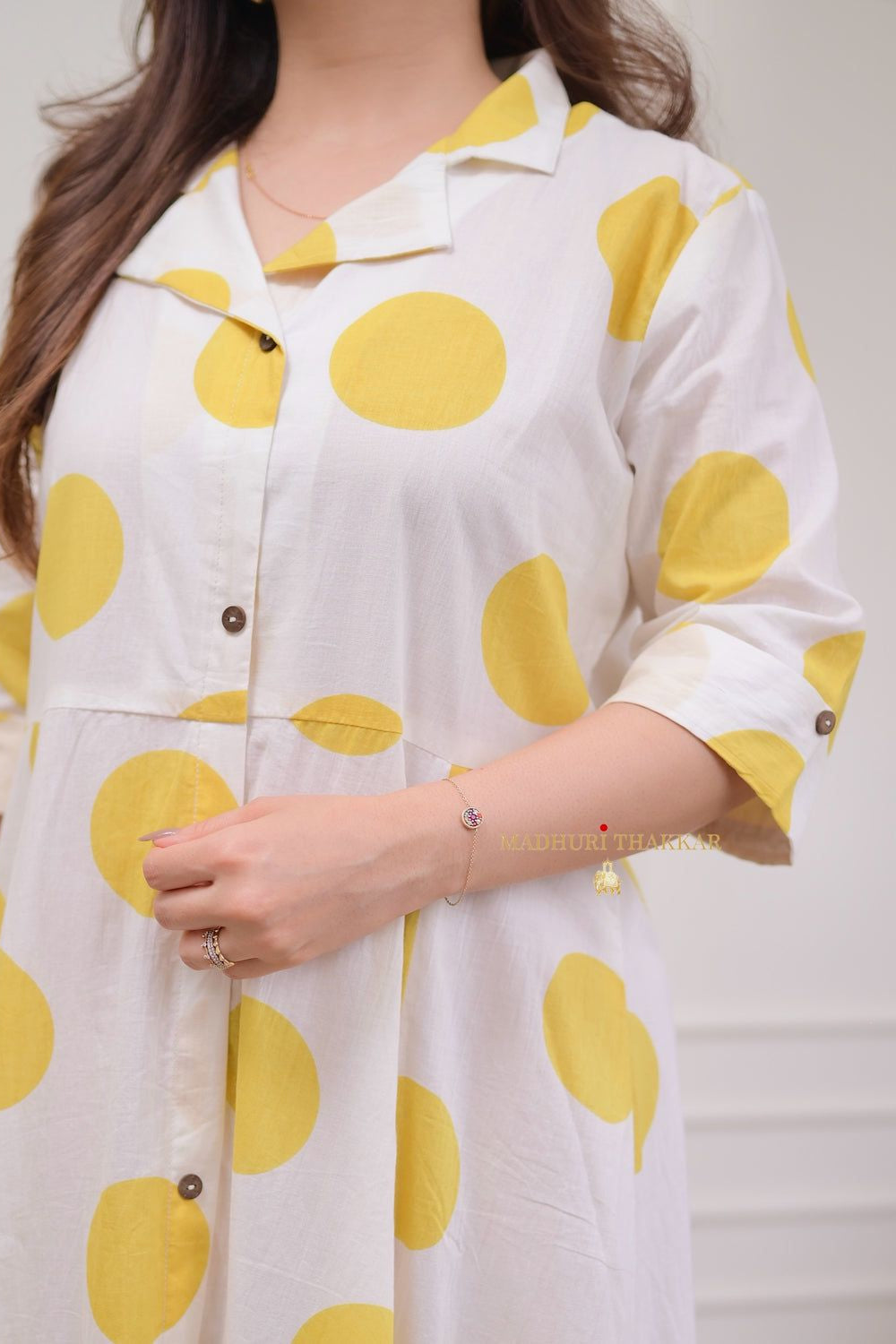 Our elegant designer printed kurta as gown set pure cotton. - Vastra Gehna