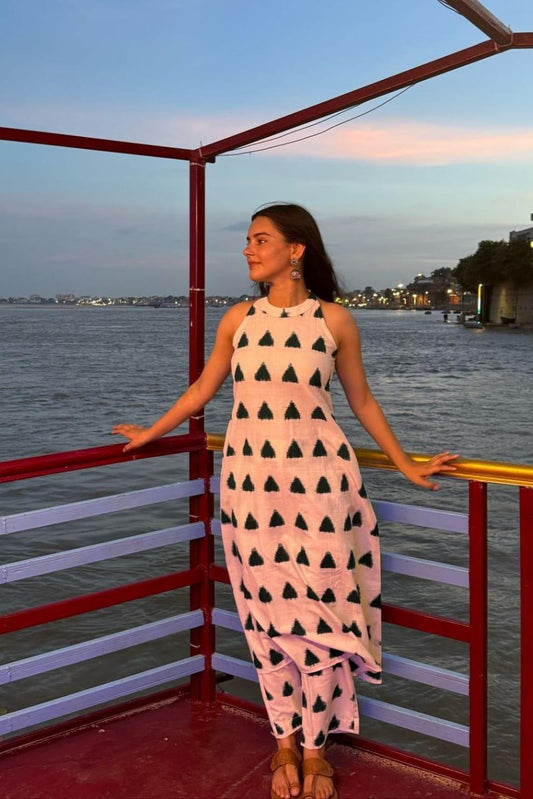 Our elegant designer printed kurta plazzo co-ord set set pure cotton. - Vastra Gehna