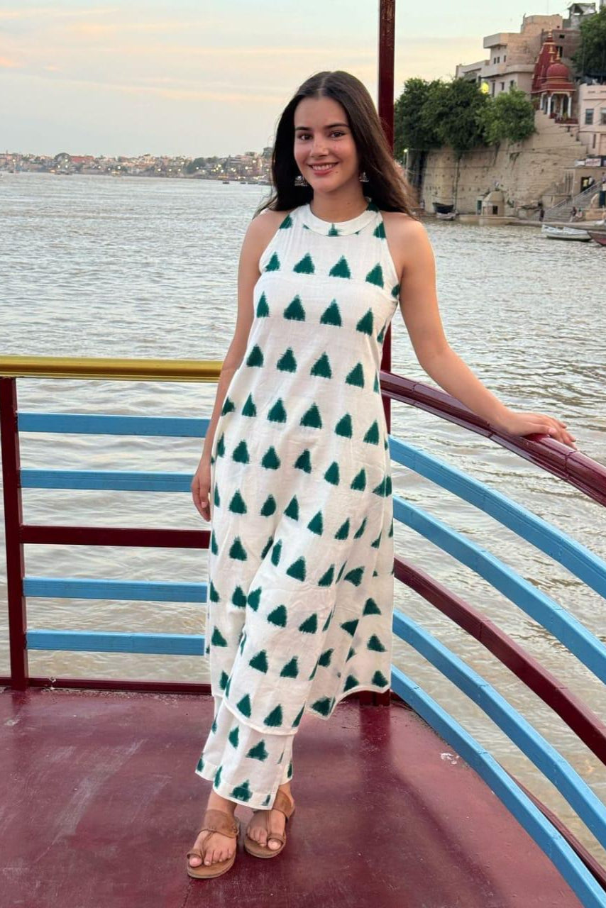 Our elegant designer printed kurta plazzo co-ord set set pure cotton. - Vastra Gehna