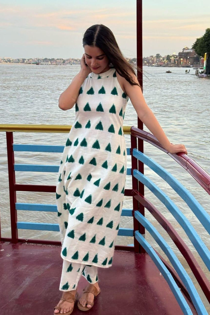 Our elegant designer printed kurta plazzo co-ord set set pure cotton. - Vastra Gehna