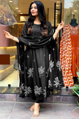 Our elegant designer printed kurta & plazzo with dupatta set pure cotton. - Vastra Gehna