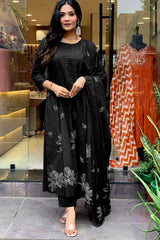 Our elegant designer printed kurta & plazzo with dupatta set pure cotton. - Vastra Gehna