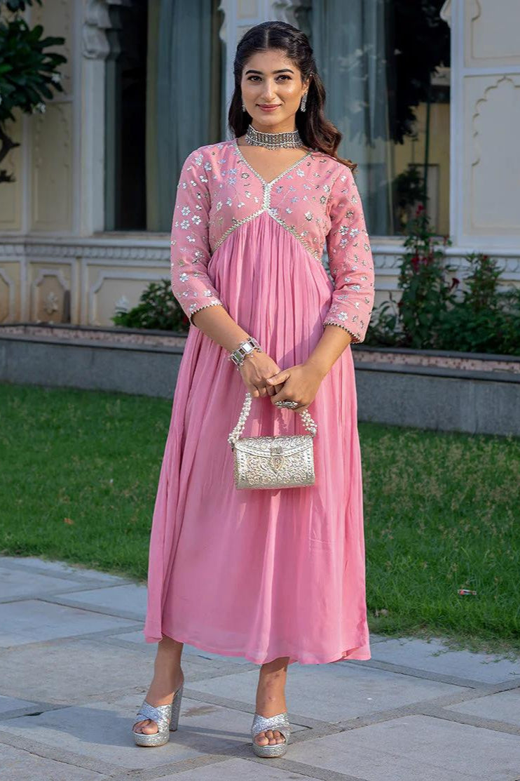 Our elegant designer printed kurta as gown set pure cotton. - Vastra Gehna