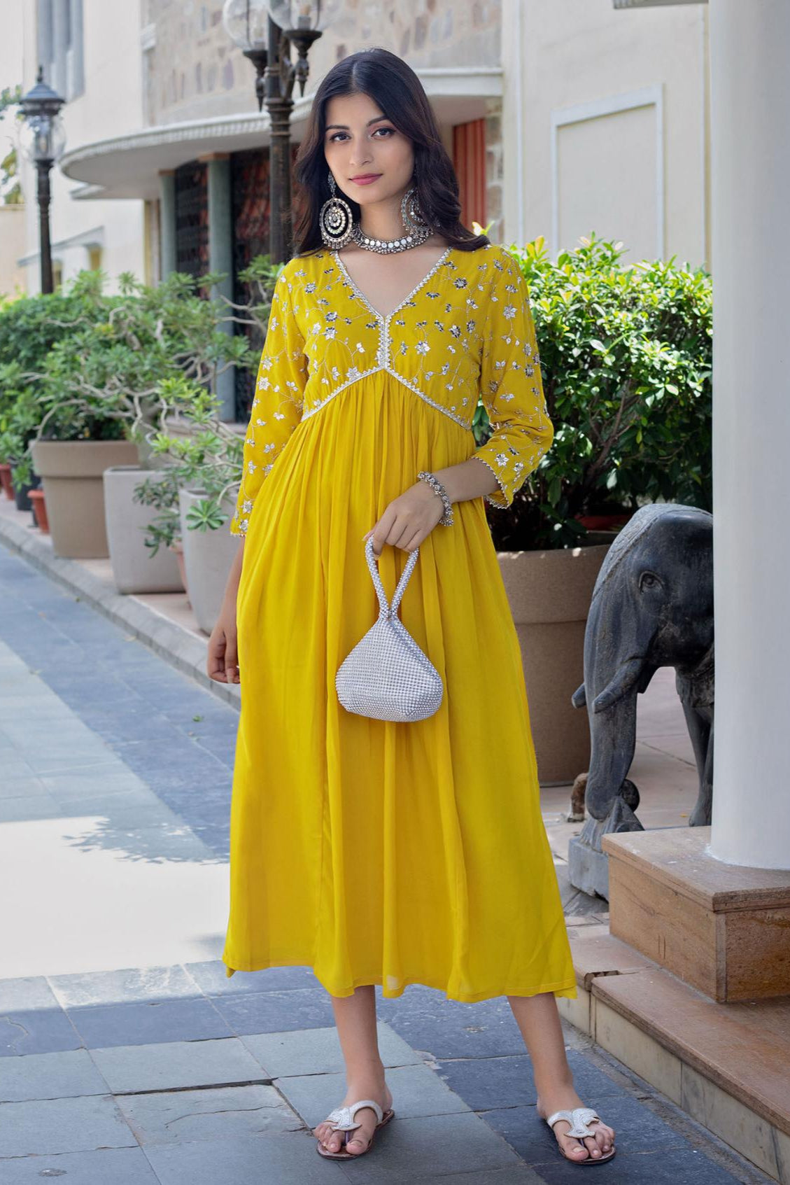 Our elegant designer printed kurta gown style pure cotton. - Vastra Gehna