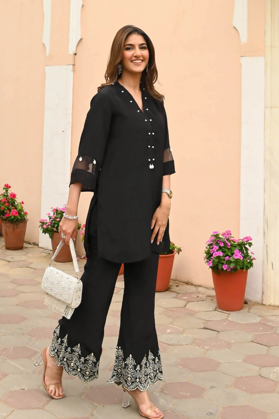 Our elegant designer printed kurta as gown set pure cotton. - Vastra Gehna