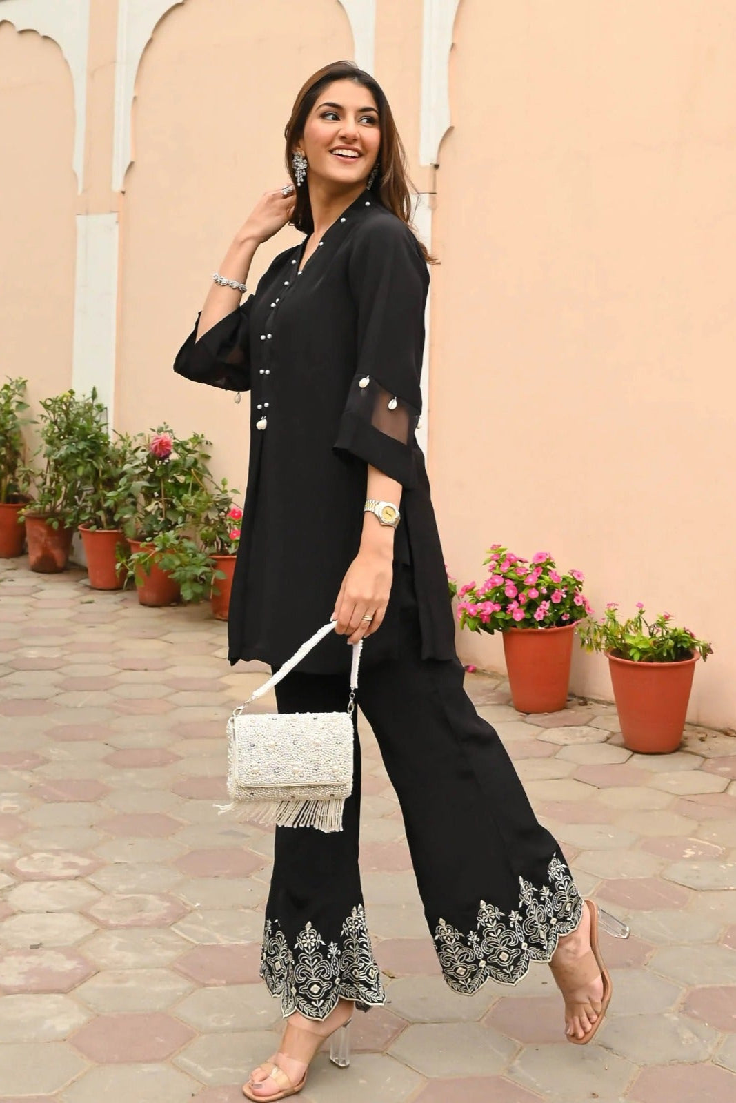 Our elegant designer printed kurta as gown set pure cotton. - Vastra Gehna