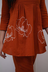 Our elegant designer printed kurta & plazzo co-ord set set pure cotton - Vastra Gehna