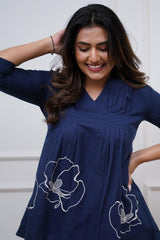 Our elegant designer printed kurta & plazzo co-ord set set pure cotton - Vastra Gehna