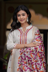 Our elegant designer printed kurta & plazzo with dupatta co-ord set set pure cotton. - Vastra Gehna